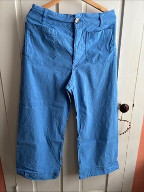 Maeve-Colette Bright Blue Wide-Leg Cropped Pants